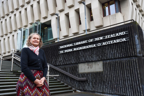 A photo of Rachel Esson, Te Pouhuaki National Librarian of New Zealand. Taken by Max Olijnyk, Te Tari Taiwhenua Internal Affairs.